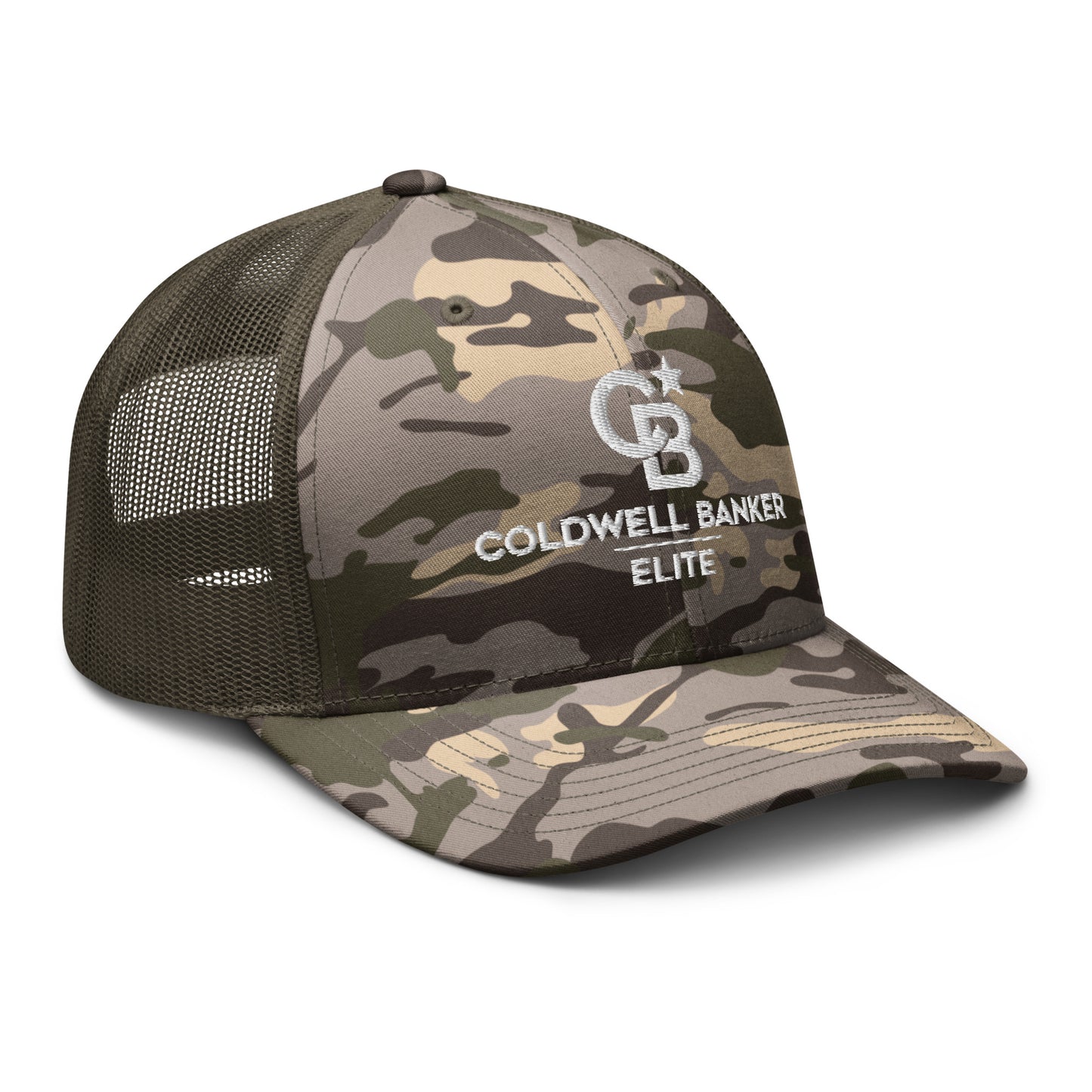 CBE Monogram Logo Camouflage trucker hat
