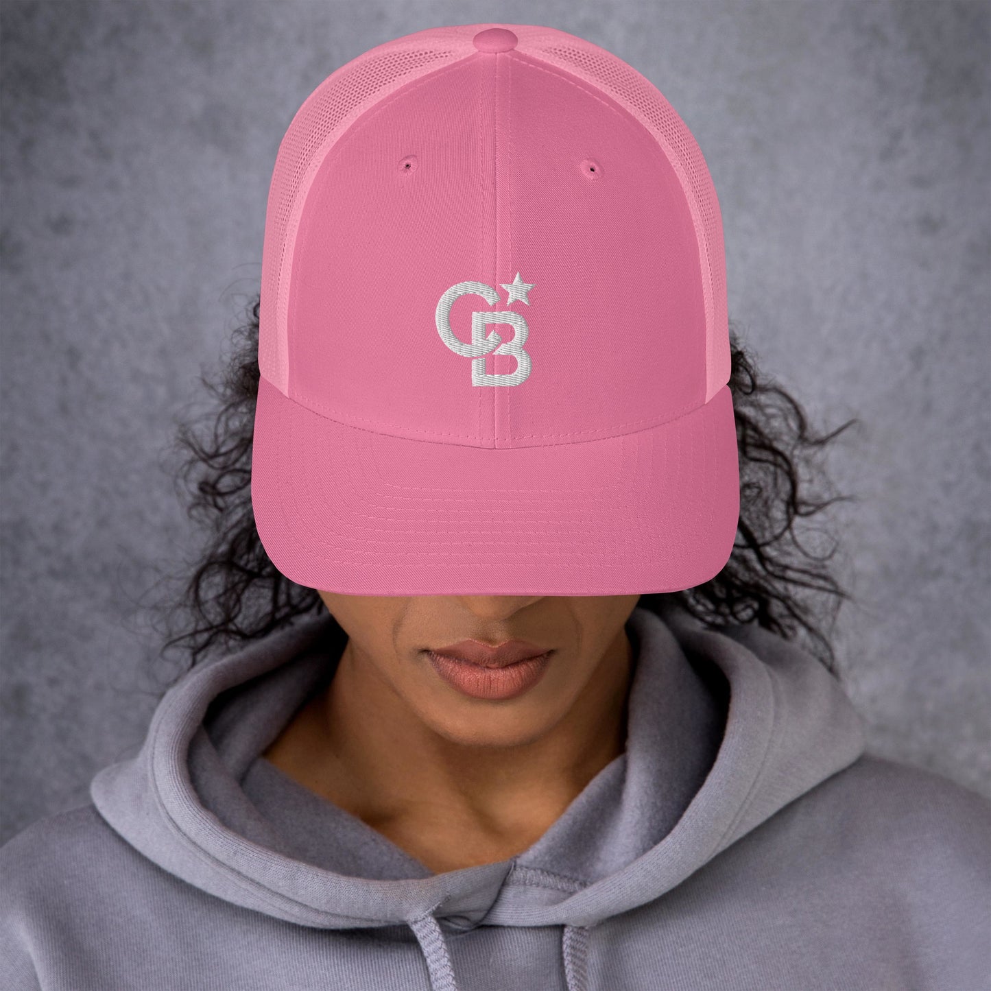 Pink CBE Monogram Logo Trucker Cap