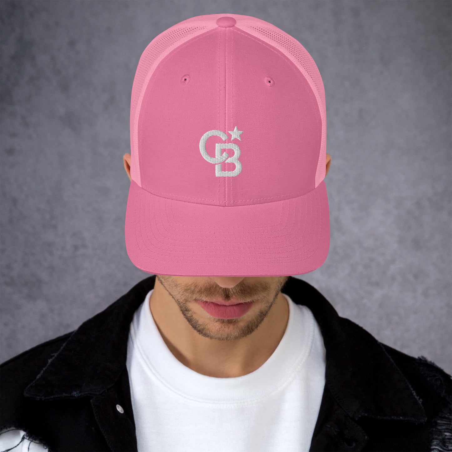 Pink CBE Monogram Logo Trucker Cap