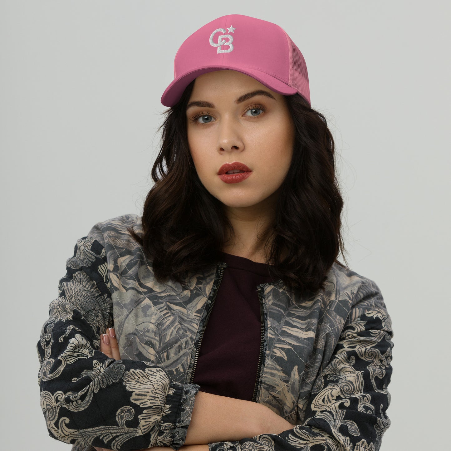 Pink CBE Monogram Logo Trucker Cap