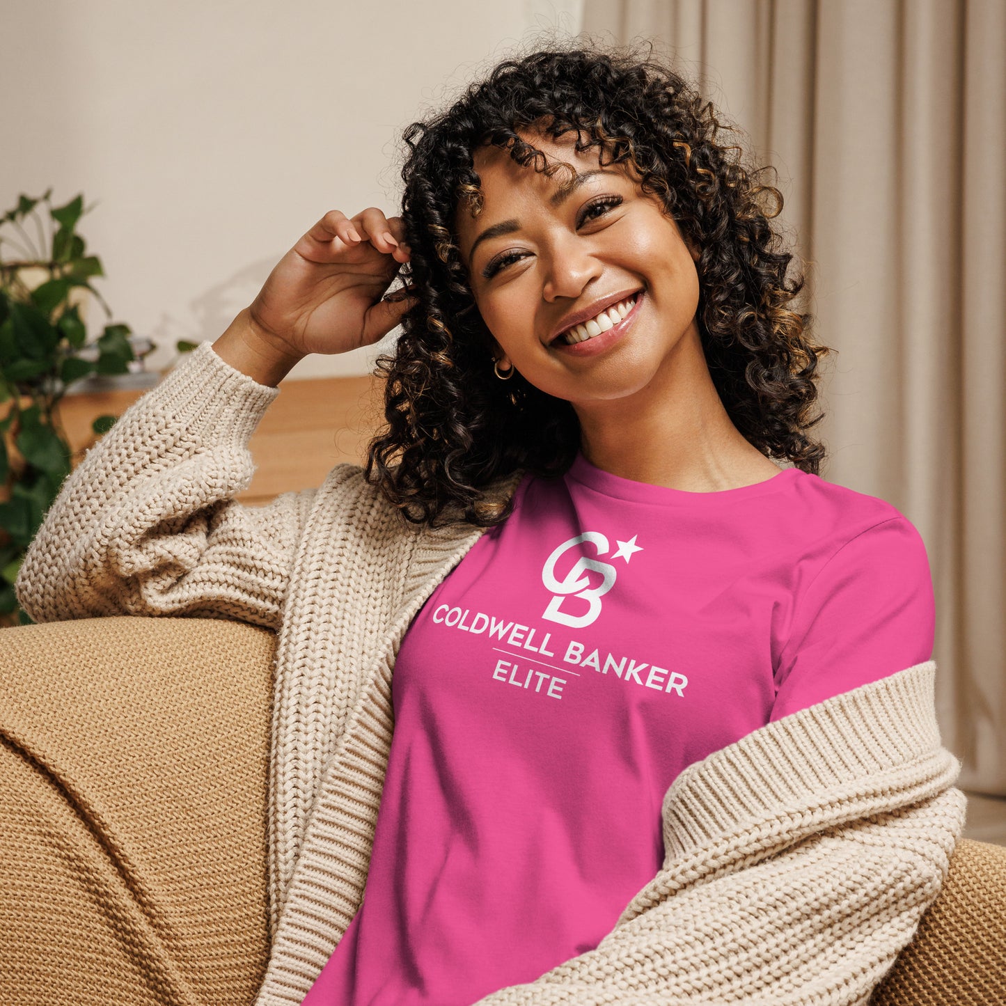 Pink CBE Monogram Logo Women's Relaxed T-Shirt